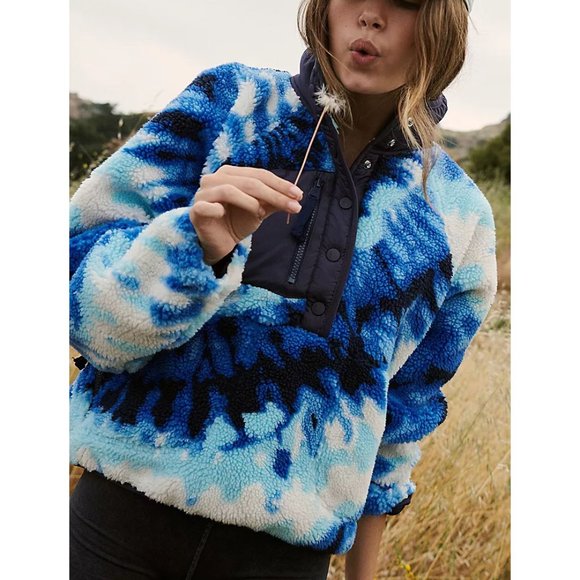 NWOT FP MOVEMENT Rocky Ridge Pullover Ocean Tie Dye Combo L Hit the Slopes blue - Picture 4 of 17